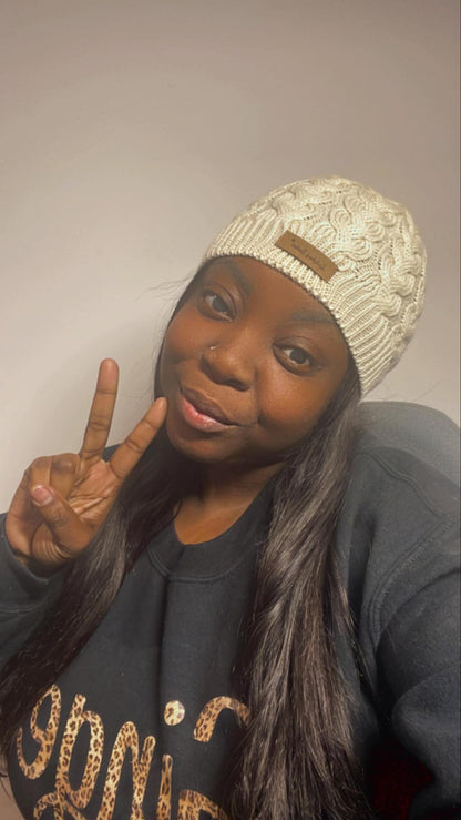 Cable Knit Ladybug Lashes Beanie