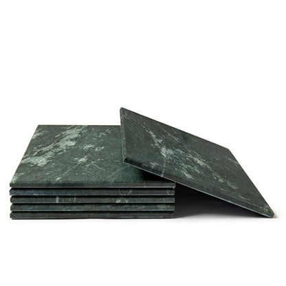 12pc Rectangle Marble Placemats & Round Coasters Set - 30cm x 20cm - Green