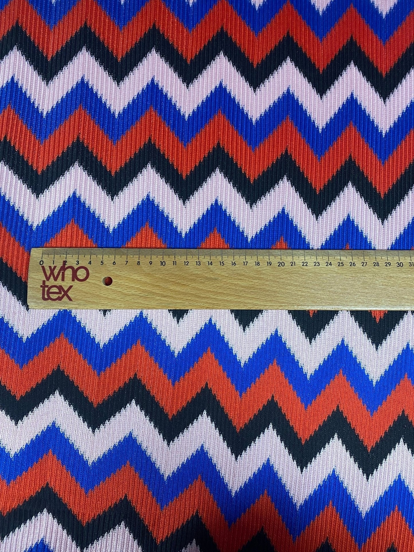 Red Blue Black Zigzag Chevron Pattern Fabric