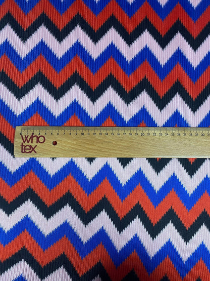 Red Blue Black Zigzag Chevron Pattern Fabric