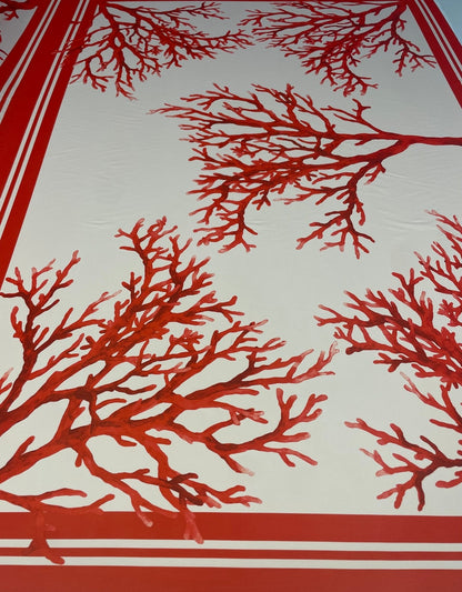 Red Coral Print Crepe Fabric by the Metre – Premium Dressmaking