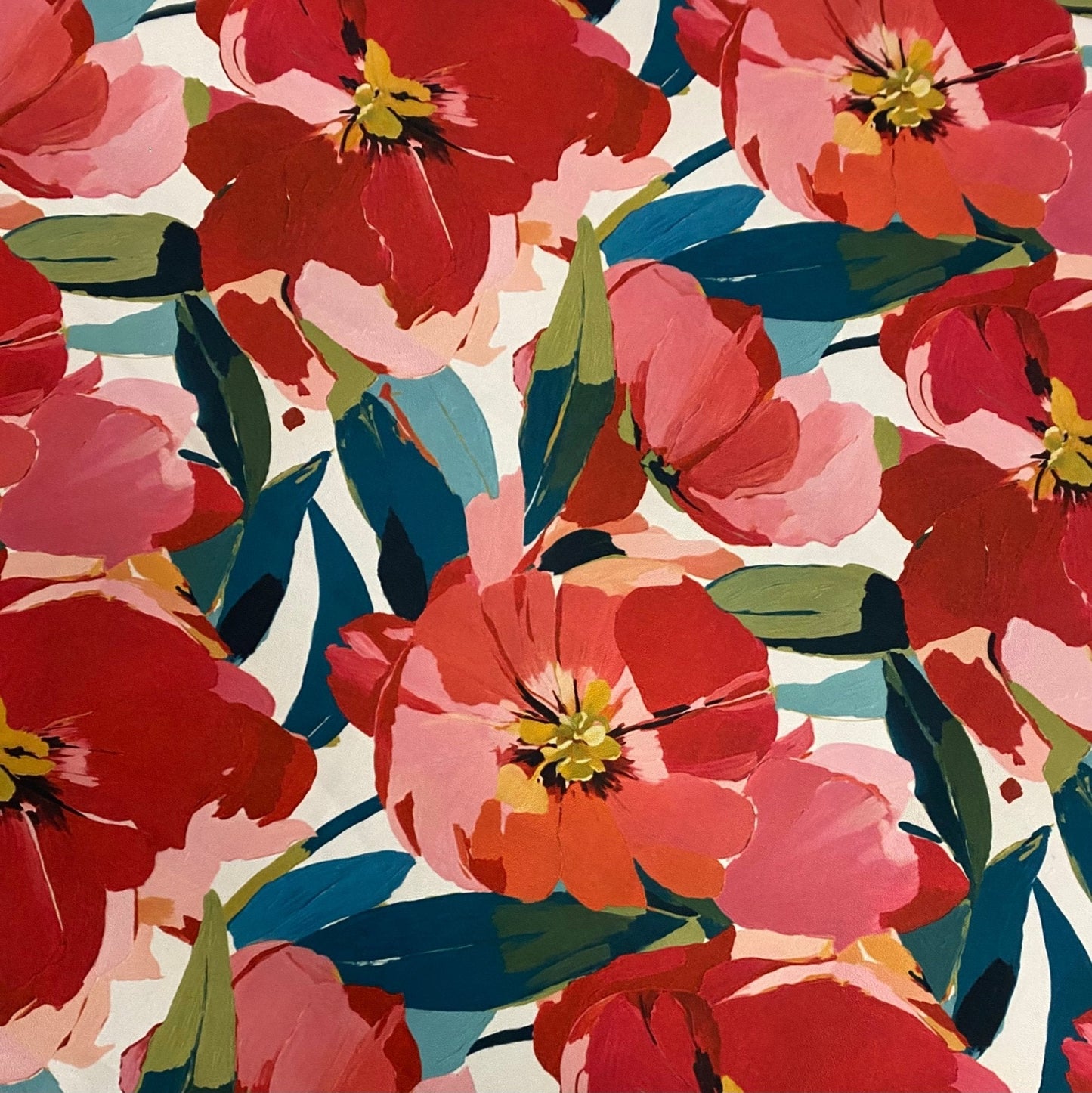 Red Floral Fabric – Available in Satin, Crepe, Spandex & Chiffon | By Metre