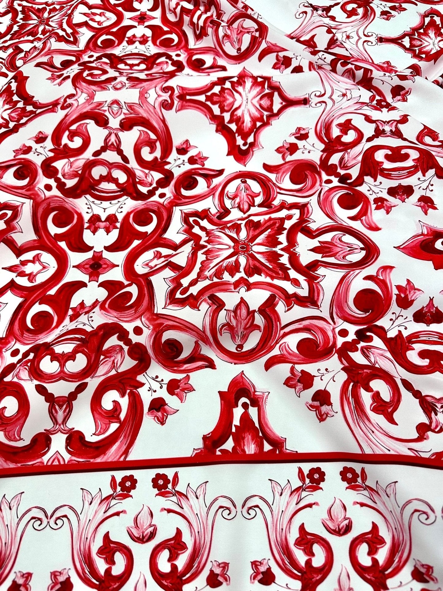 Red Sicilian Majolica Fabric