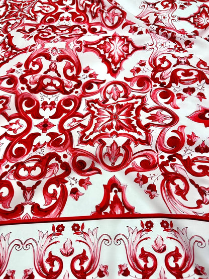 Red Sicilian Majolica Fabric