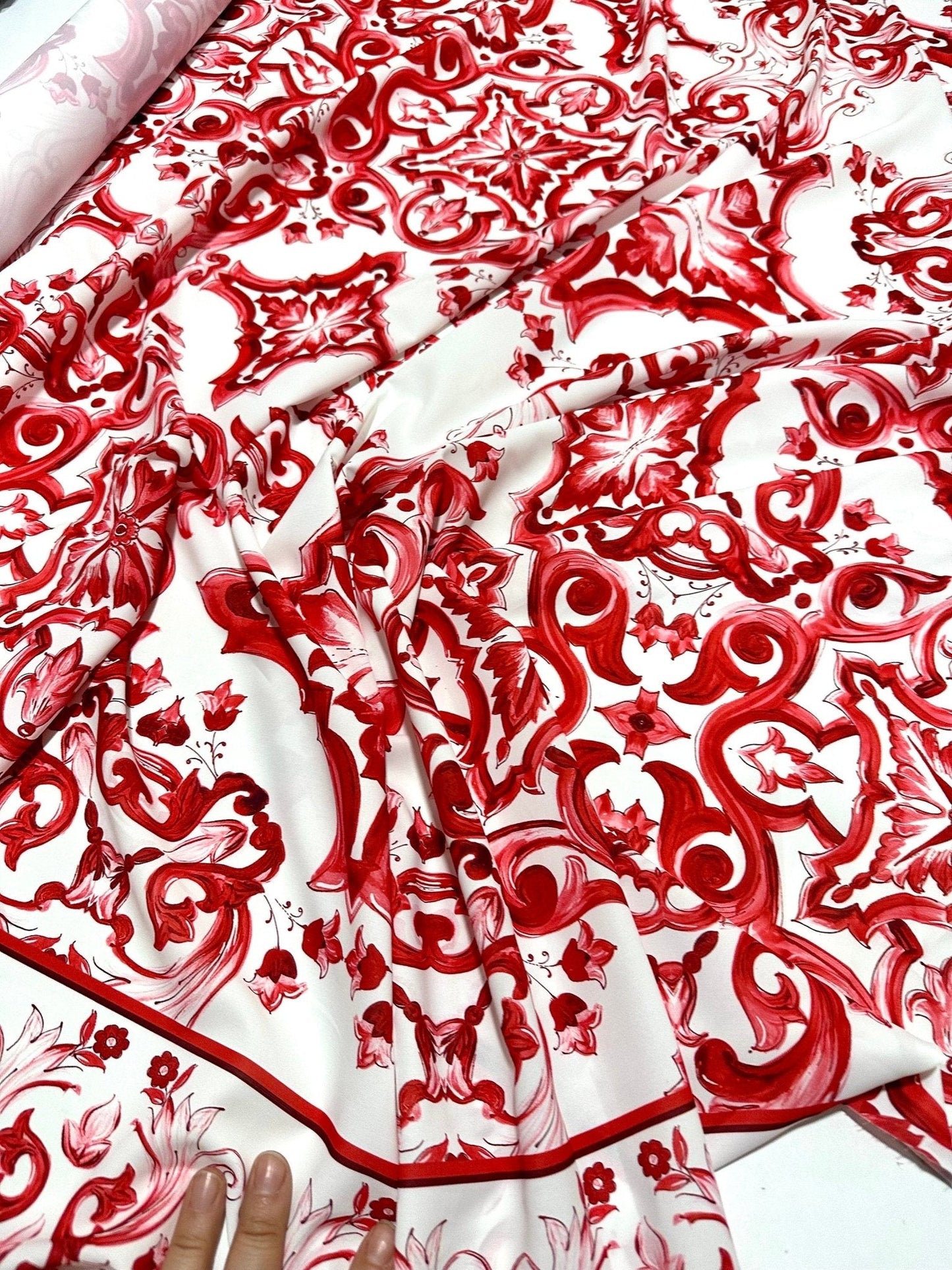 Red Sicilian Majolica Fabric