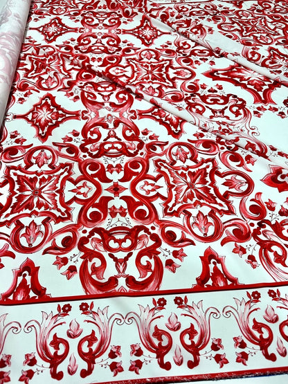 Red Sicilian Majolica Fabric