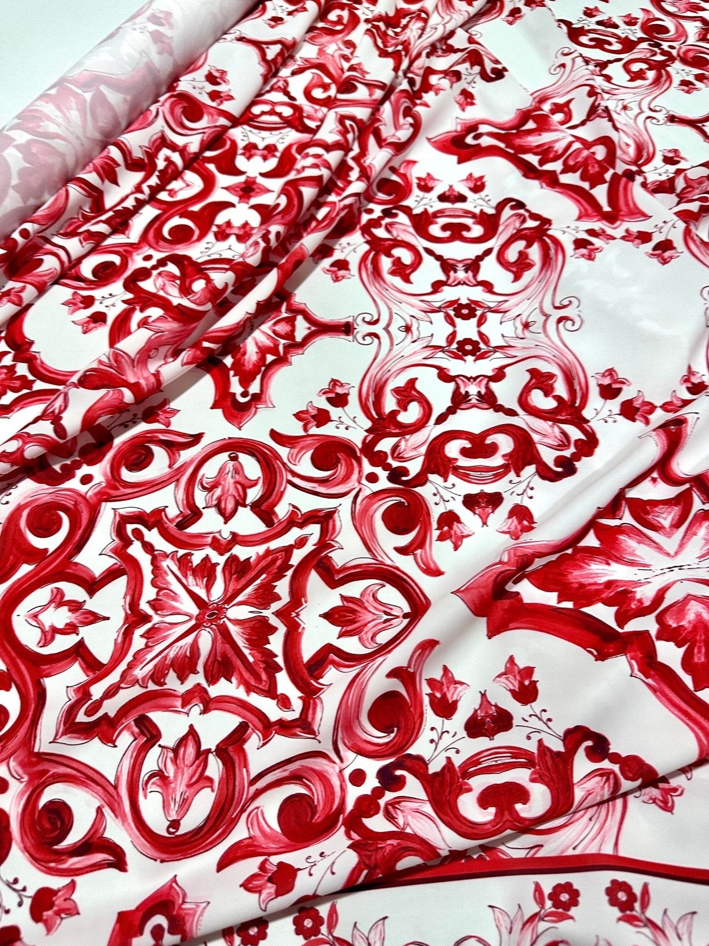 Red Sicilian Majolica Fabric