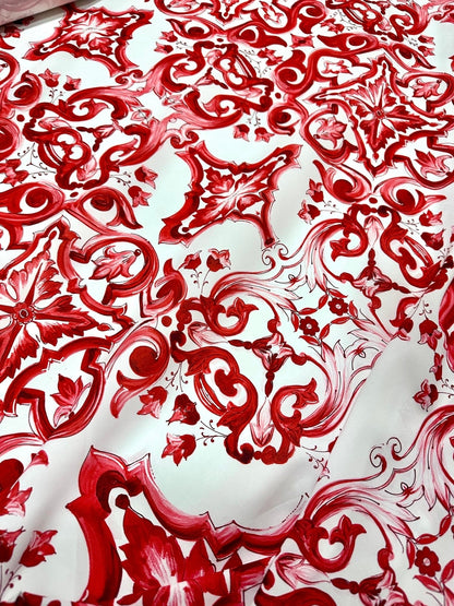 Red Sicilian Majolica Fabric