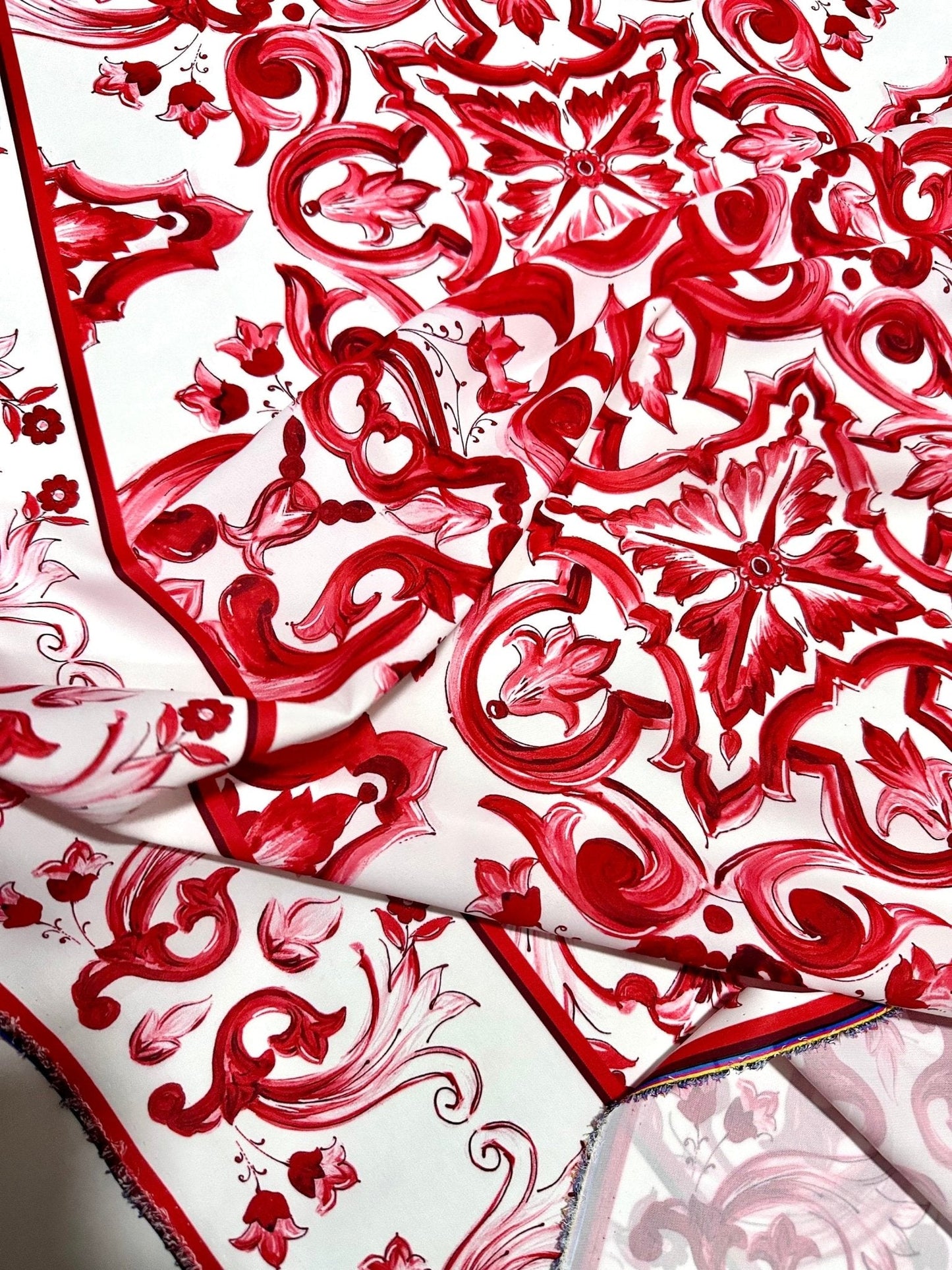 Red Sicilian Majolica Fabric