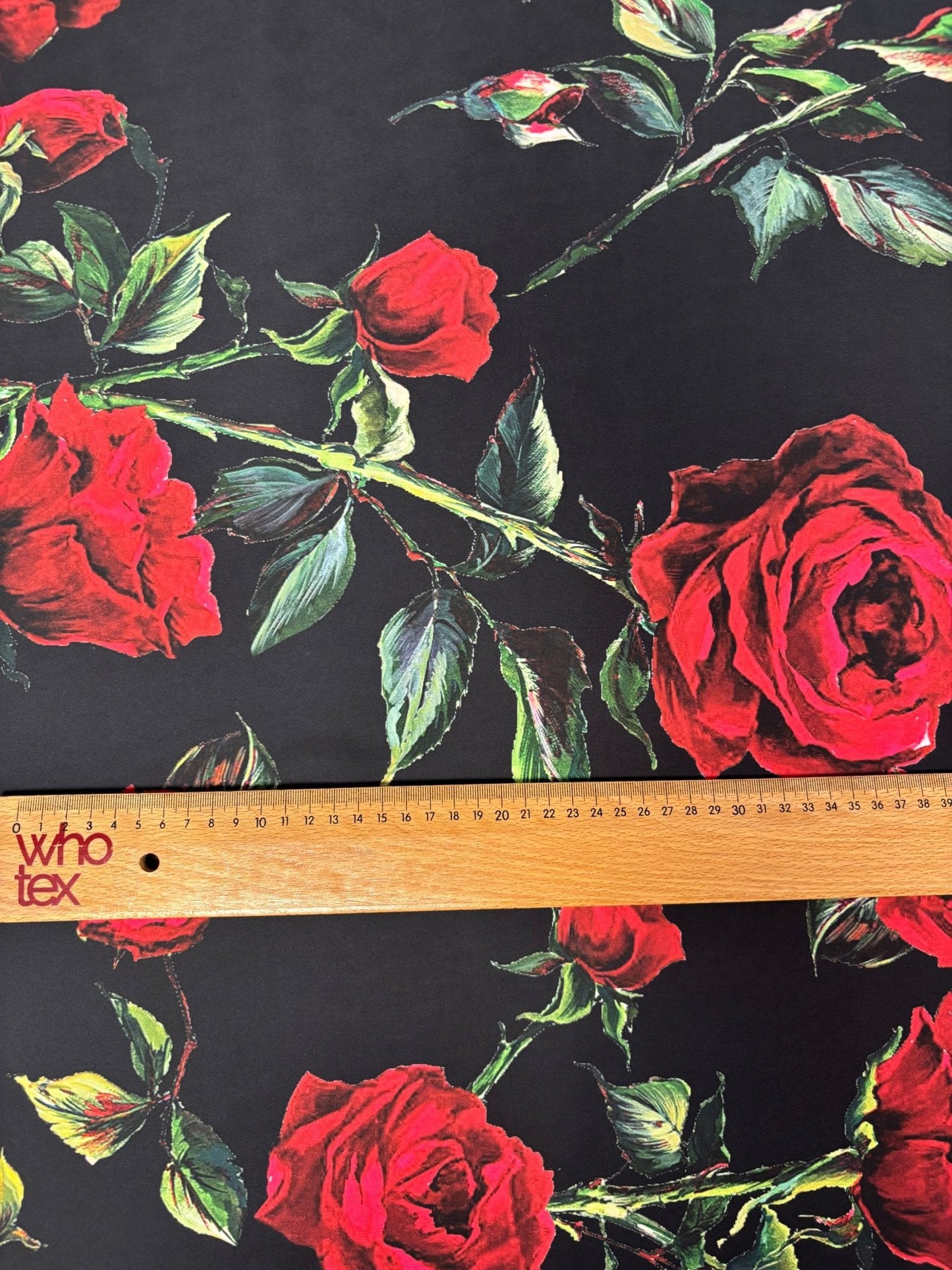 Red Rose Print Satin Fabric by the Metre – Elegant Dressmaking