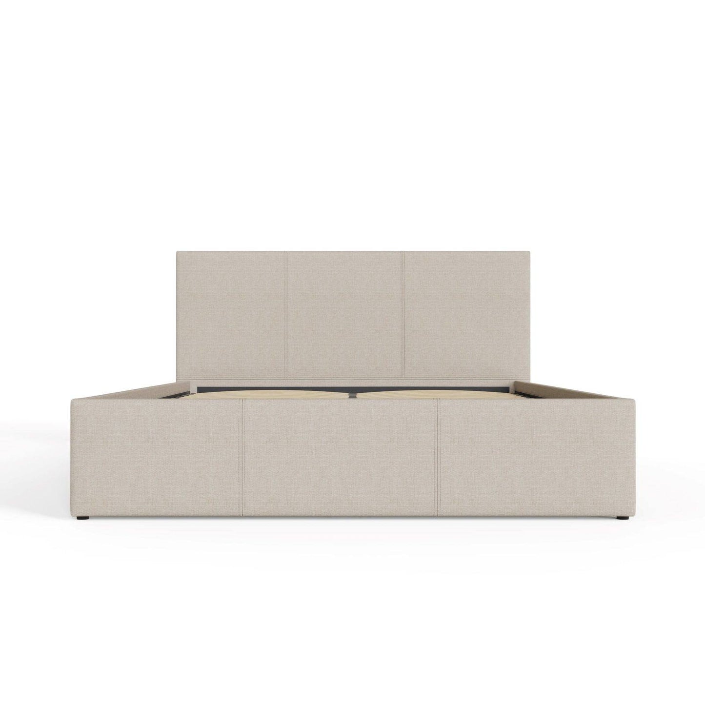 End Lift King Size Ottoman Bed Metal & Wood Natural 5 x 7ft