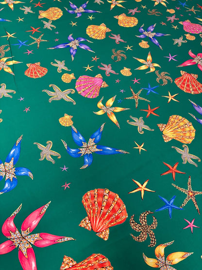 Renaissance Mythology & Leopard Print Satin Fabric by the Metre