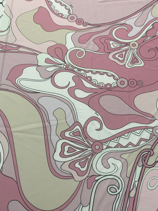 Retro Pink Abstract Floral Fabric