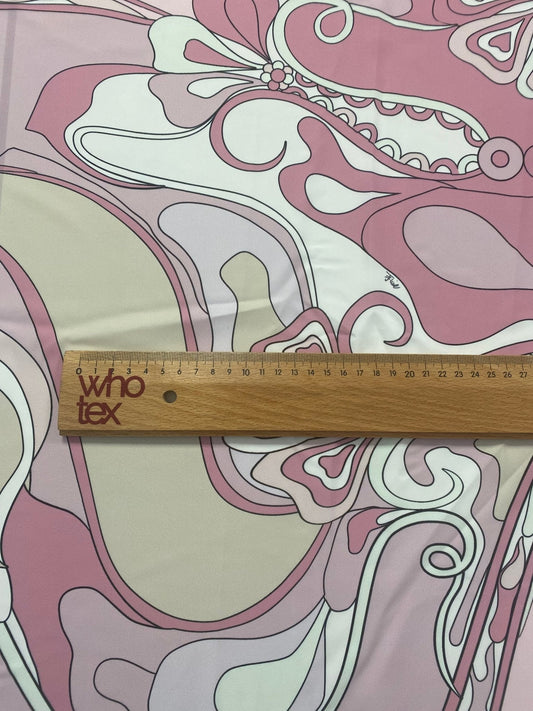 Retro Pink Abstract Floral Fabric