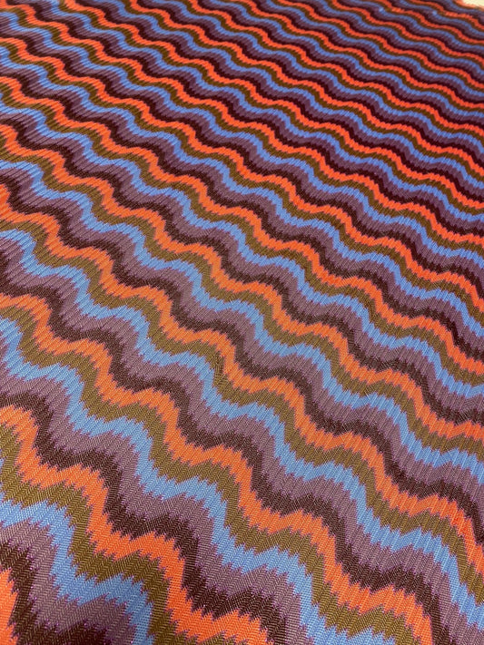Retro Wavy Mesh Fabric - Multicolor Zigzag Pattern
