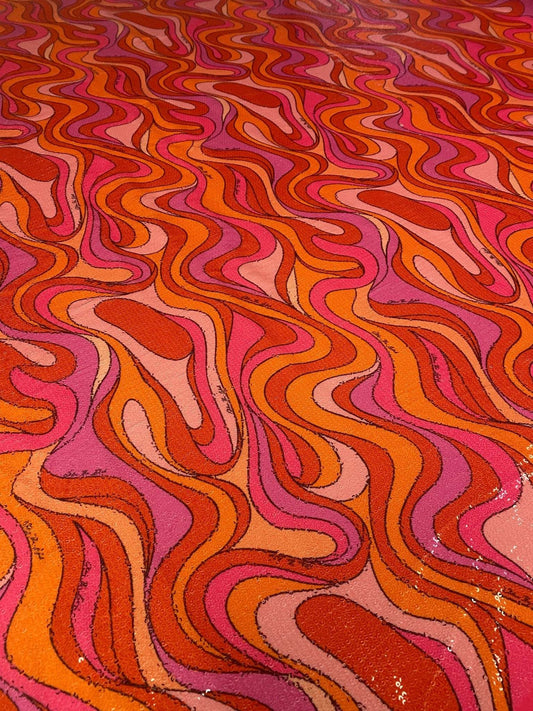 Retro Wavy Pattern Sequin Fabric