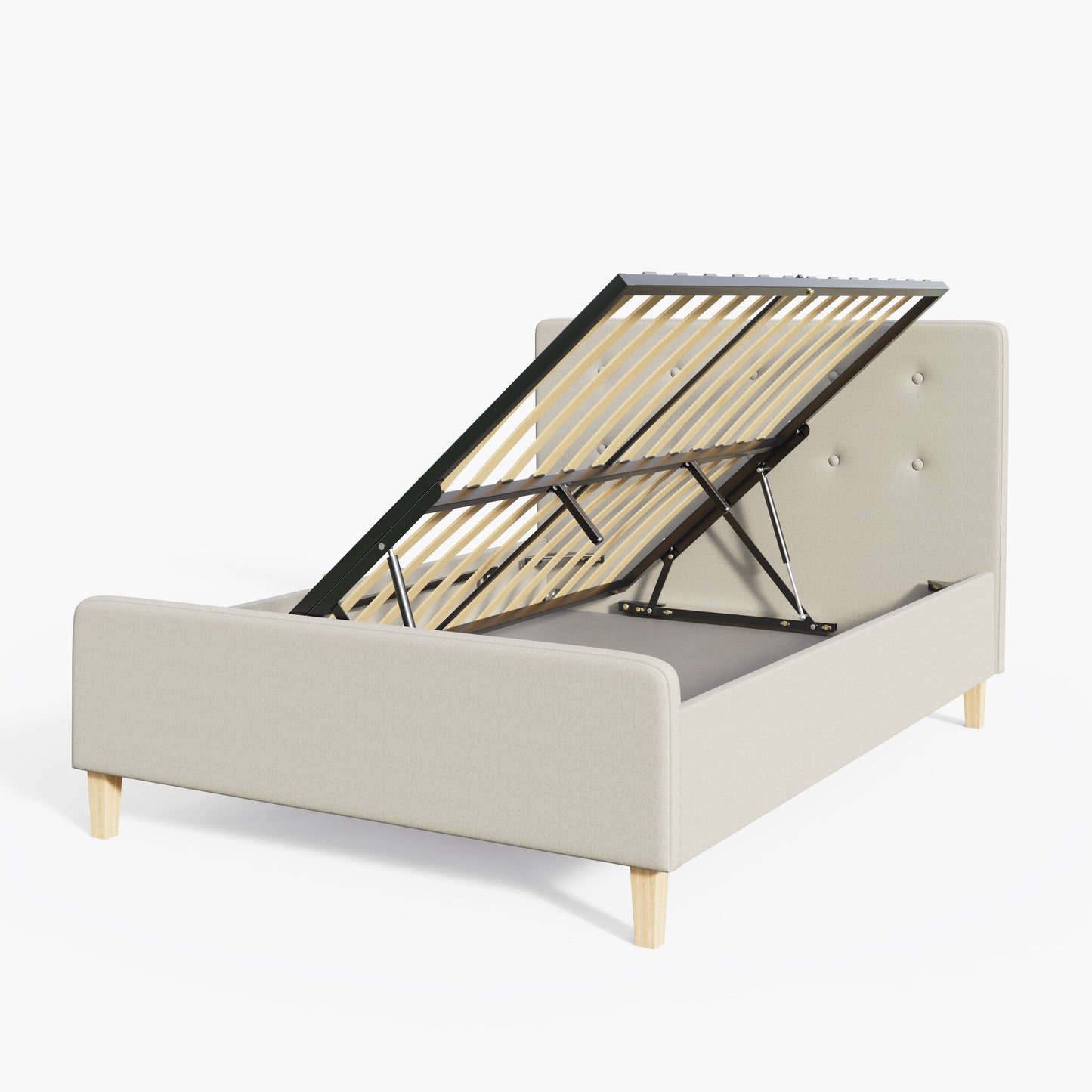 Ashbourne Double Ottoman Bed Wood & Fabric Natural 5 x 7ft
