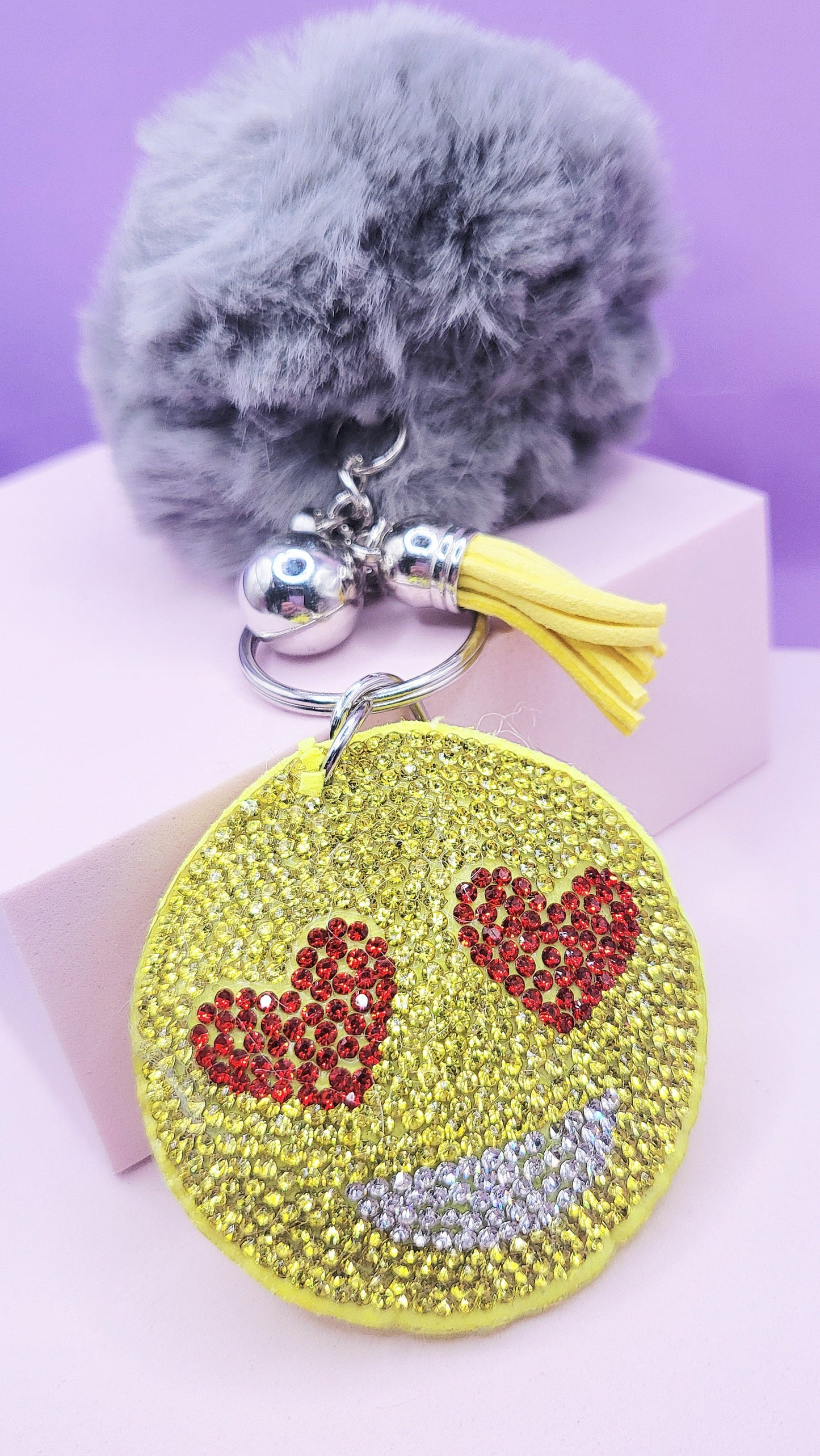 Fluffy Emoji Crystal Keyrings