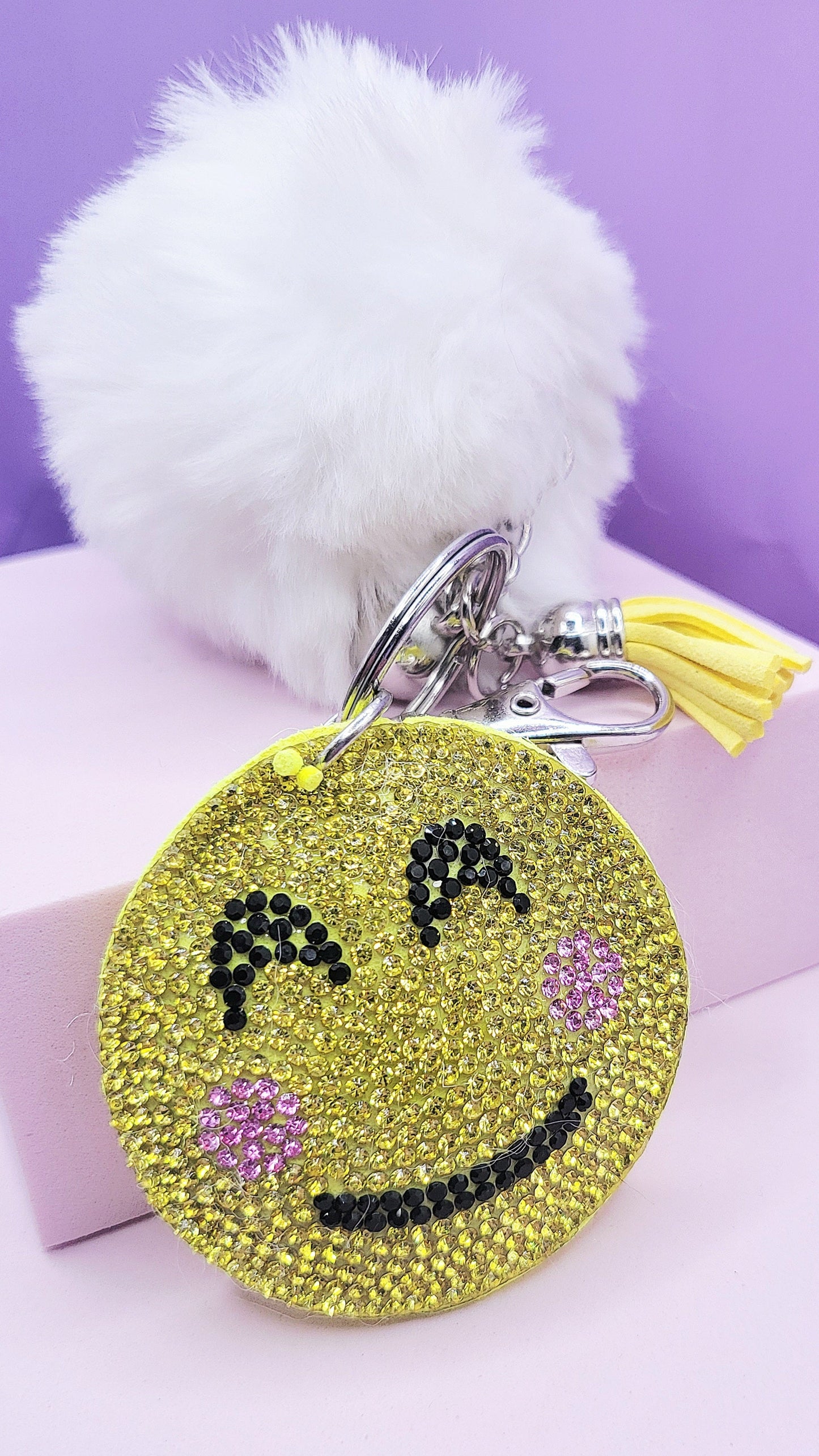 Fluffy Emoji Crystal Keyrings