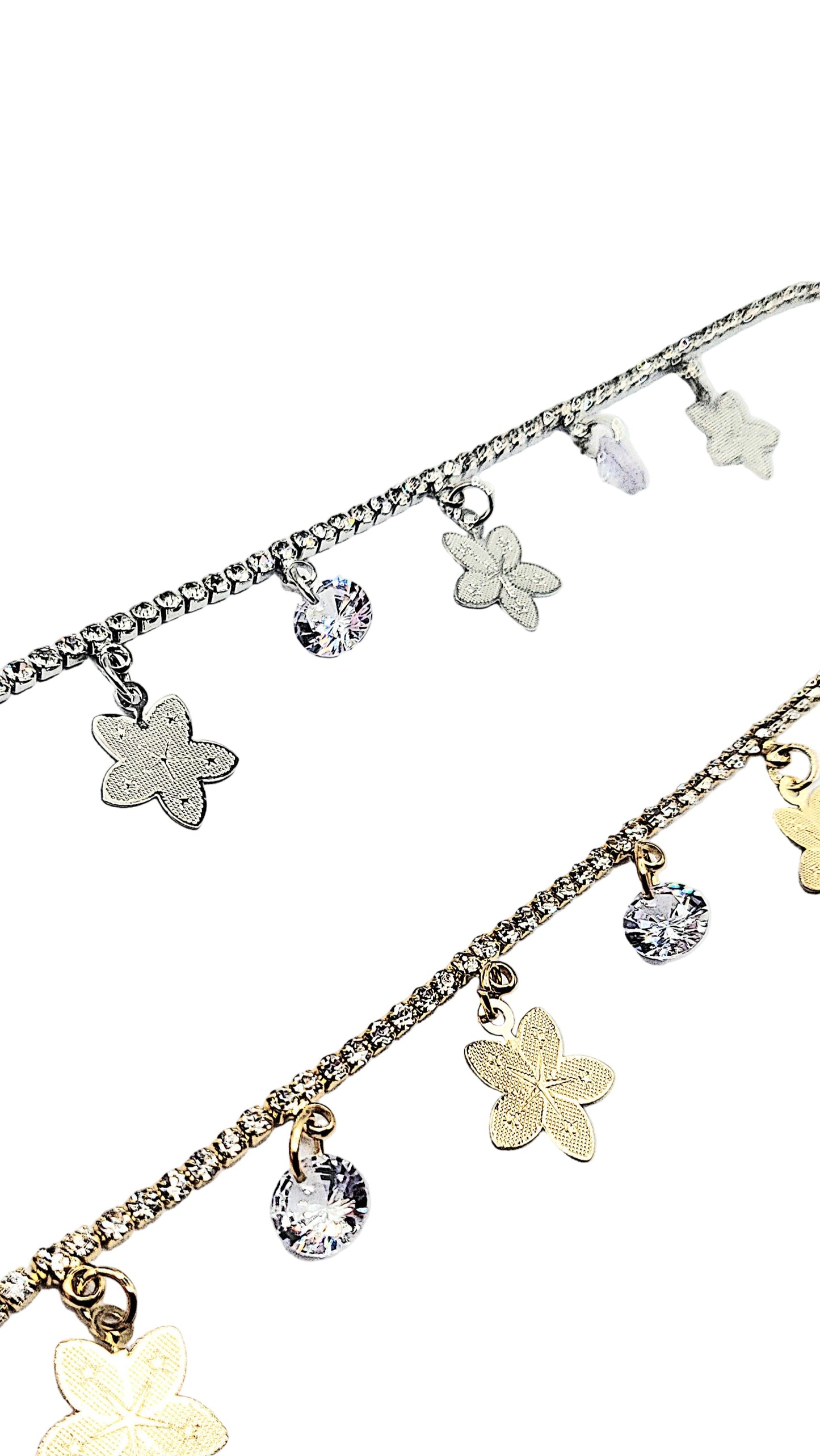 Flower Crystal Charm Anklet