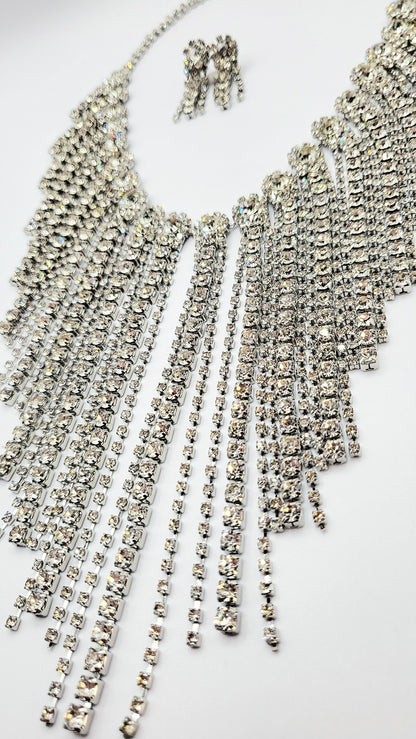 Tassel Crystal Necklace Set