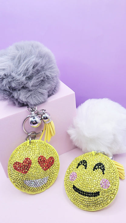 Fluffy Emoji Crystal Keyrings