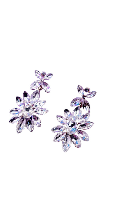 Black Flower Crystal Drop & Dangle Earrings