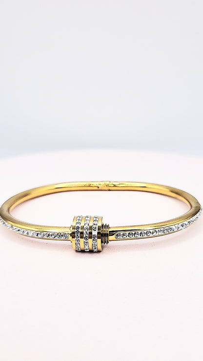 Curved Crystal Stacking Bangle Stainless Steel