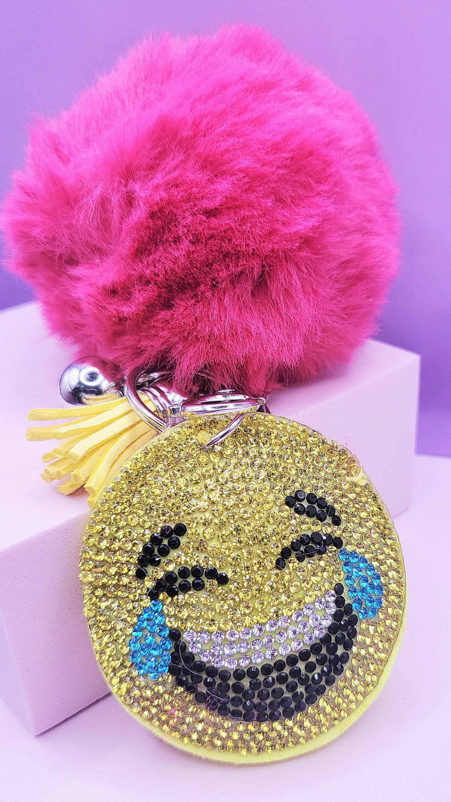 Fluffy Emoji Crystal Keyrings