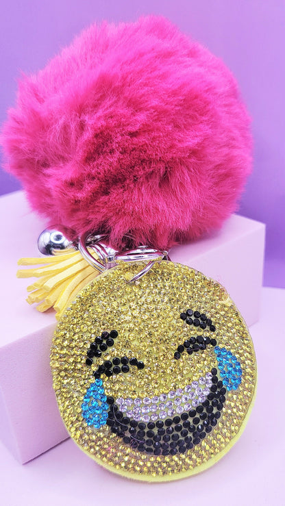Fluffy Emoji Crystal Keyrings