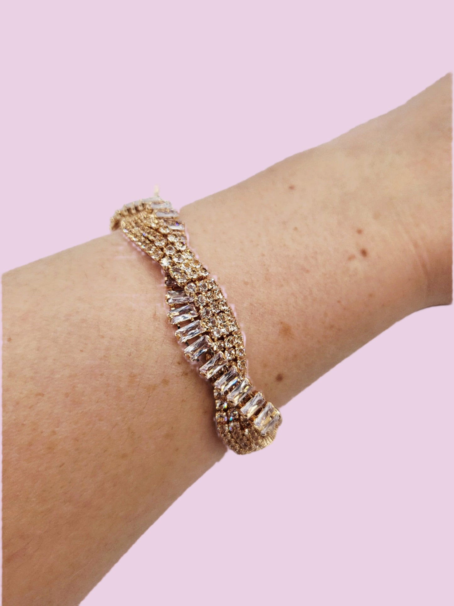 Twisted Baguette Cut Crystal Bracelet