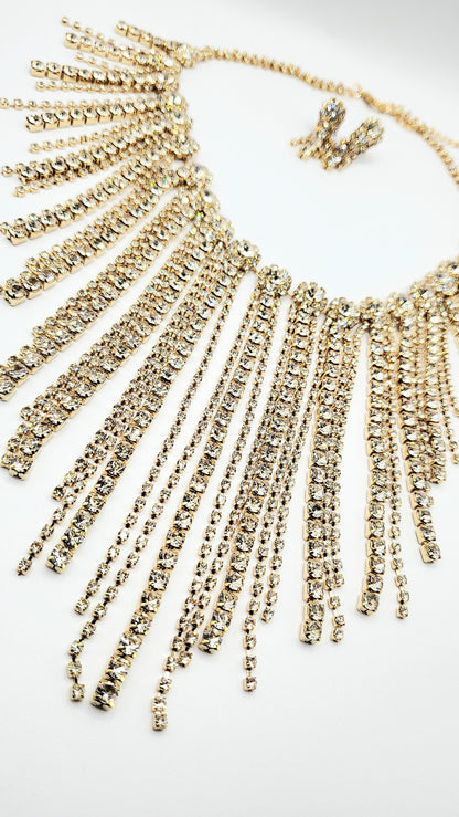 Tassel Crystal Necklace Set