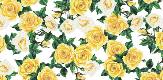 Yellow Floral Rose Pattern Fabric