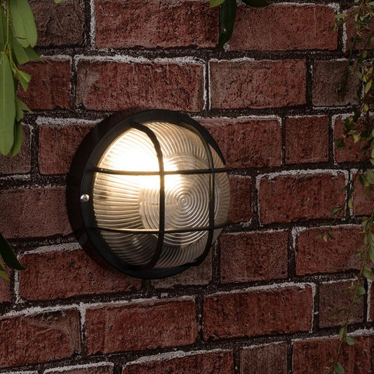 Round Grille 7W Outdoor LED Wall / Security Light Bright White