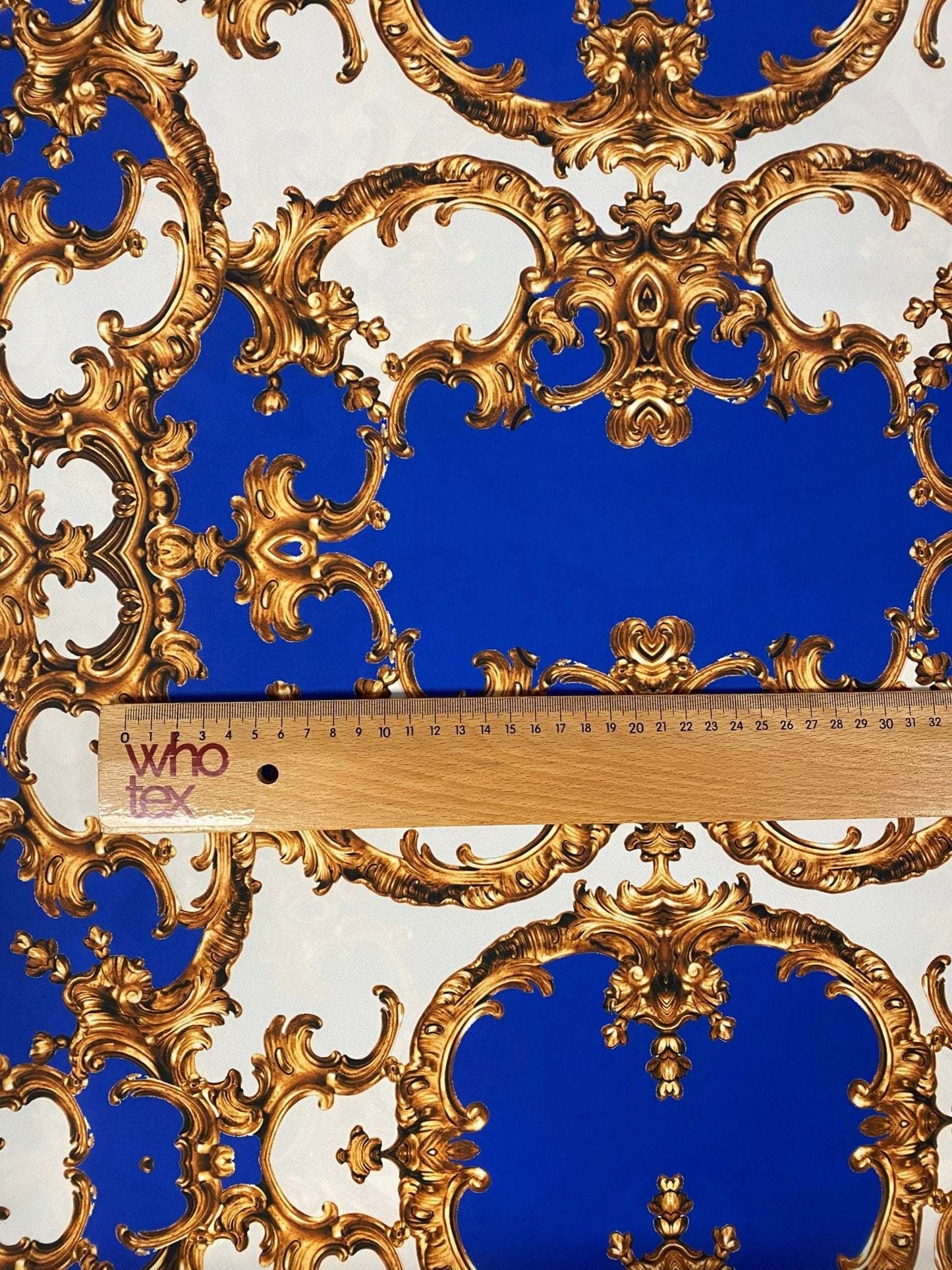 Royal Blue Baroque Pattern Fabric – Custom Printed Fabric, Choose Material by Metre