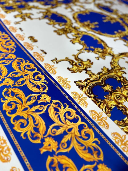 Royal Blue Baroque Pattern Fabric