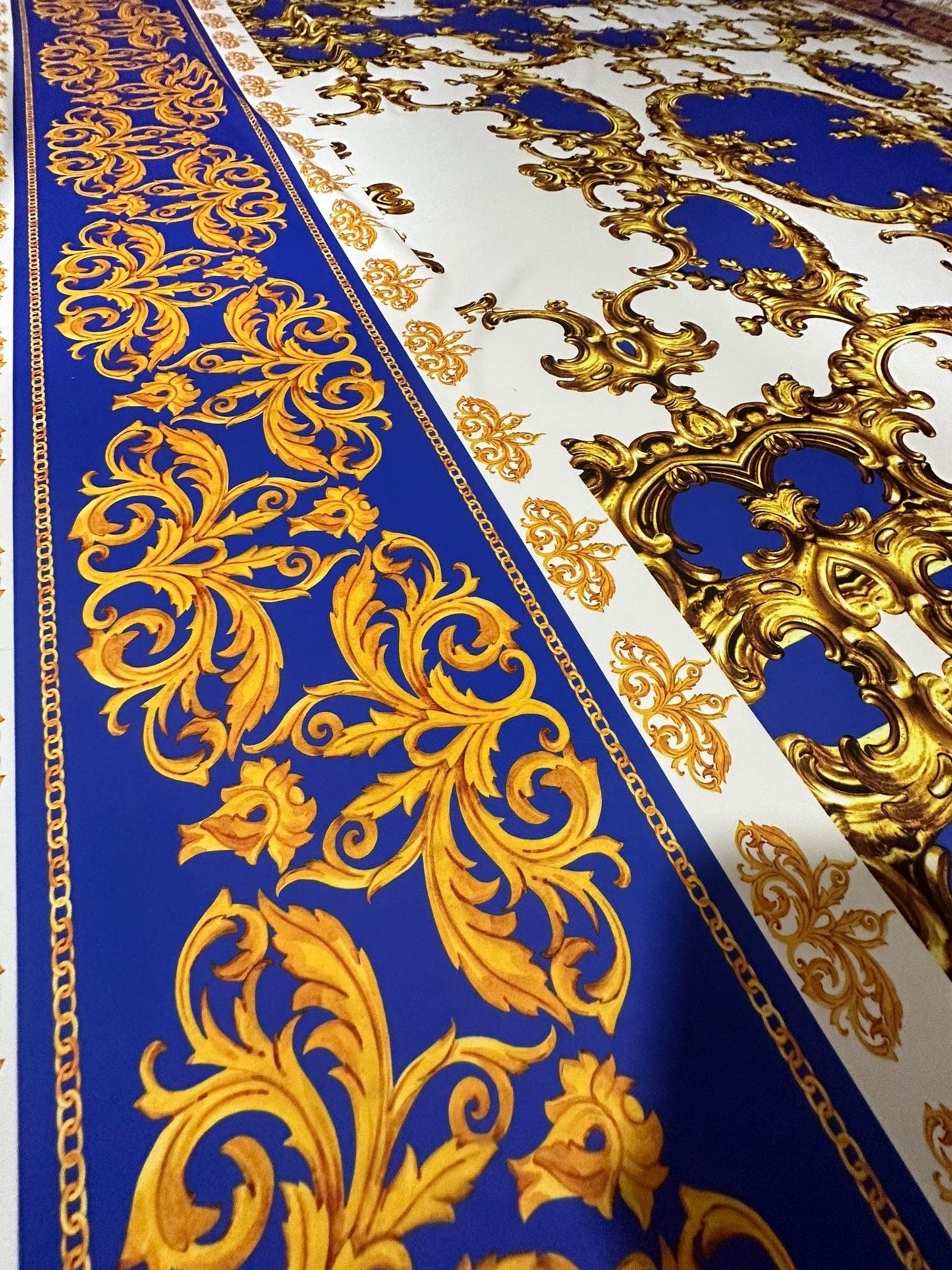 Royal Blue Baroque Pattern Fabric