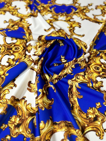 Royal Blue Baroque Pattern Fabric