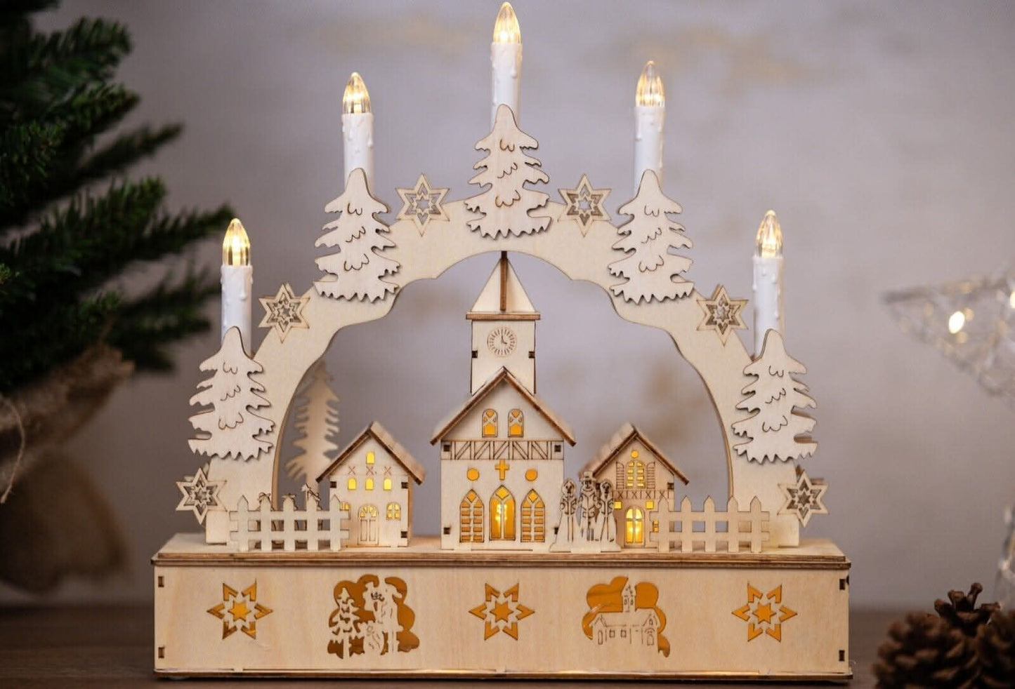 Christmas Village Candle Bridge