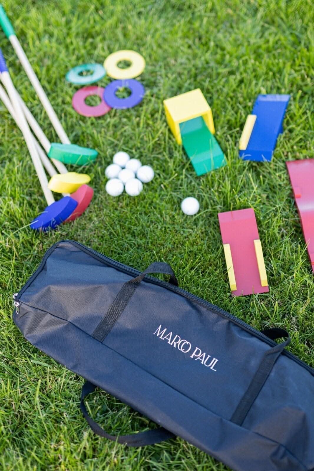Kid's Toy Wooden Golf Set With Clubs, Balls and Ramps