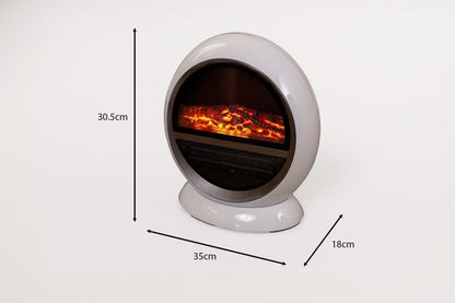 Electric Fire Fan Heater Ceramic White 1500W Home Round Free Standing Flame