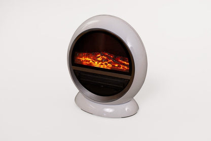 Electric Fire Fan Heater Ceramic White 1500W Home Round Free Standing Flame