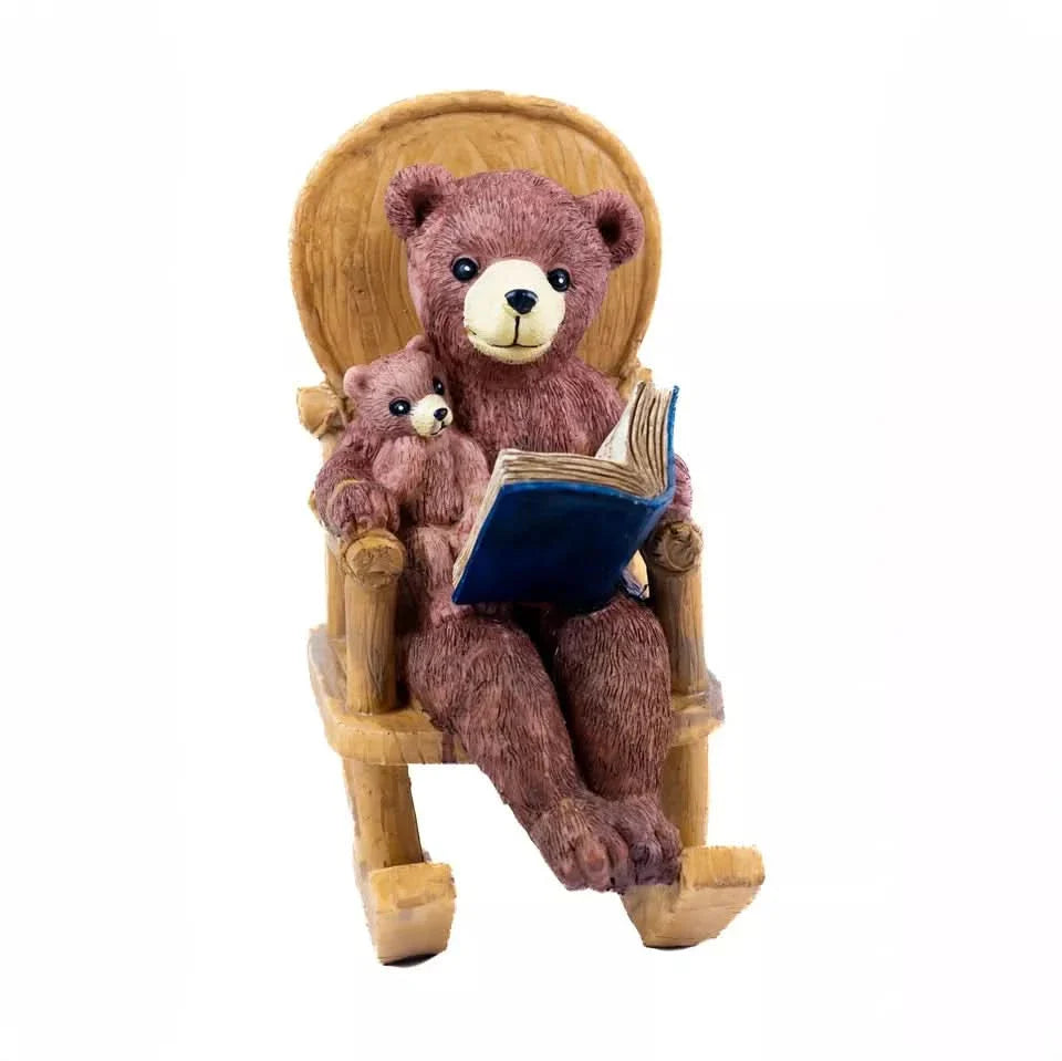 Solar-Powered Bear Rocking Chair Light-Up Garden Ornament