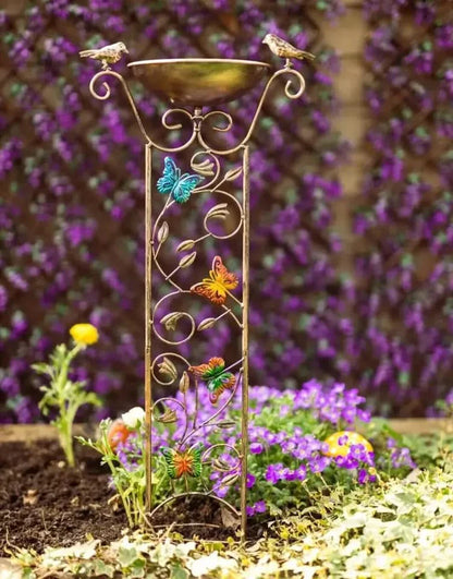 Bronze Effect Bird Bath Weatherproof Bowl Stake Garden Trellis