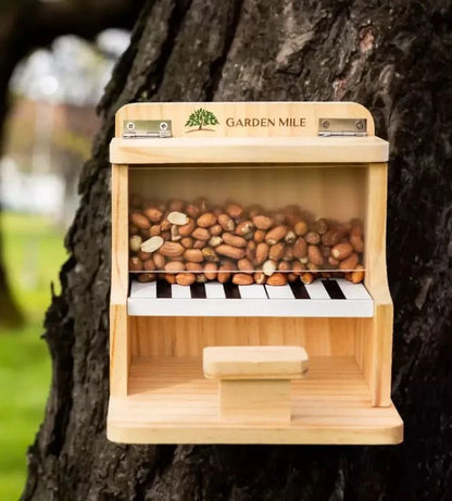 Hanging Wooden Bird Feeder Piano Novelty Feeding Station