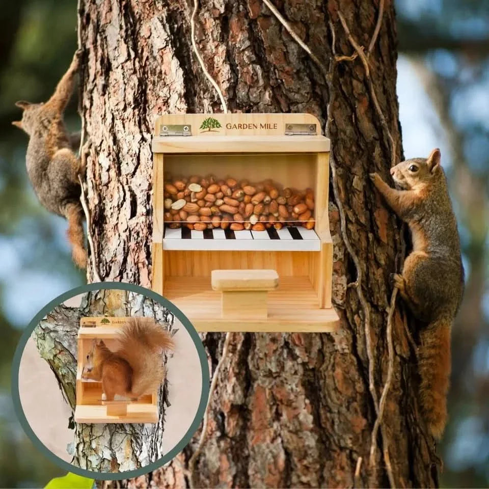 Hanging Wooden Bird Feeder Piano Novelty Feeding Station