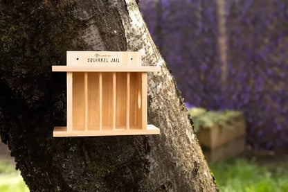 Hanging Wooden Bird Squirrel Feeder Wildlife Jail Feeding Station