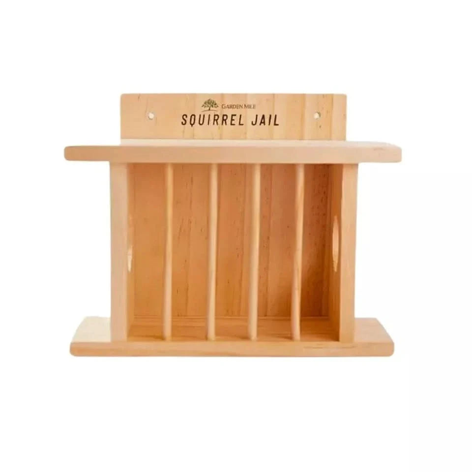 Hanging Wooden Bird Squirrel Feeder Wildlife Jail Feeding Station