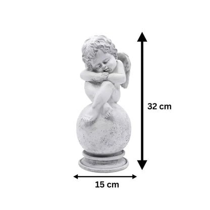 Angel Cherub Garden Ornament Sitting Fairy White