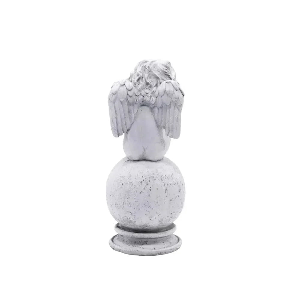 Angel Cherub Garden Ornament Sitting Fairy White